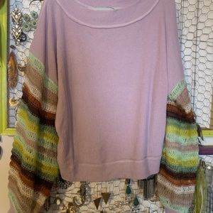 Free people “Cha Cha” sweater, lilac mist, size large EUC,